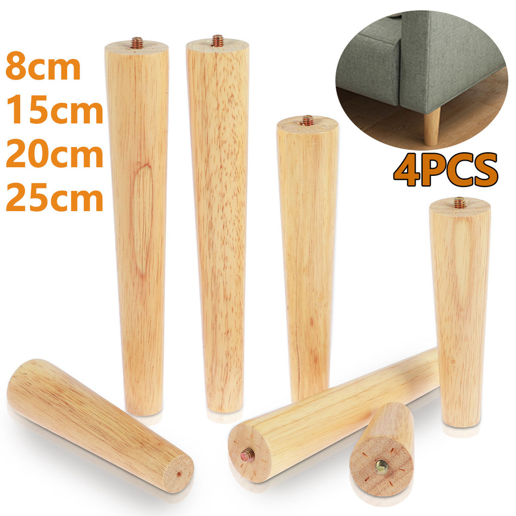 BARU 4Pcs 8/15/20/25cm Solid Wood Furniture Feets Oblique/Straight Table   Furniture Leg Non-slip Ch