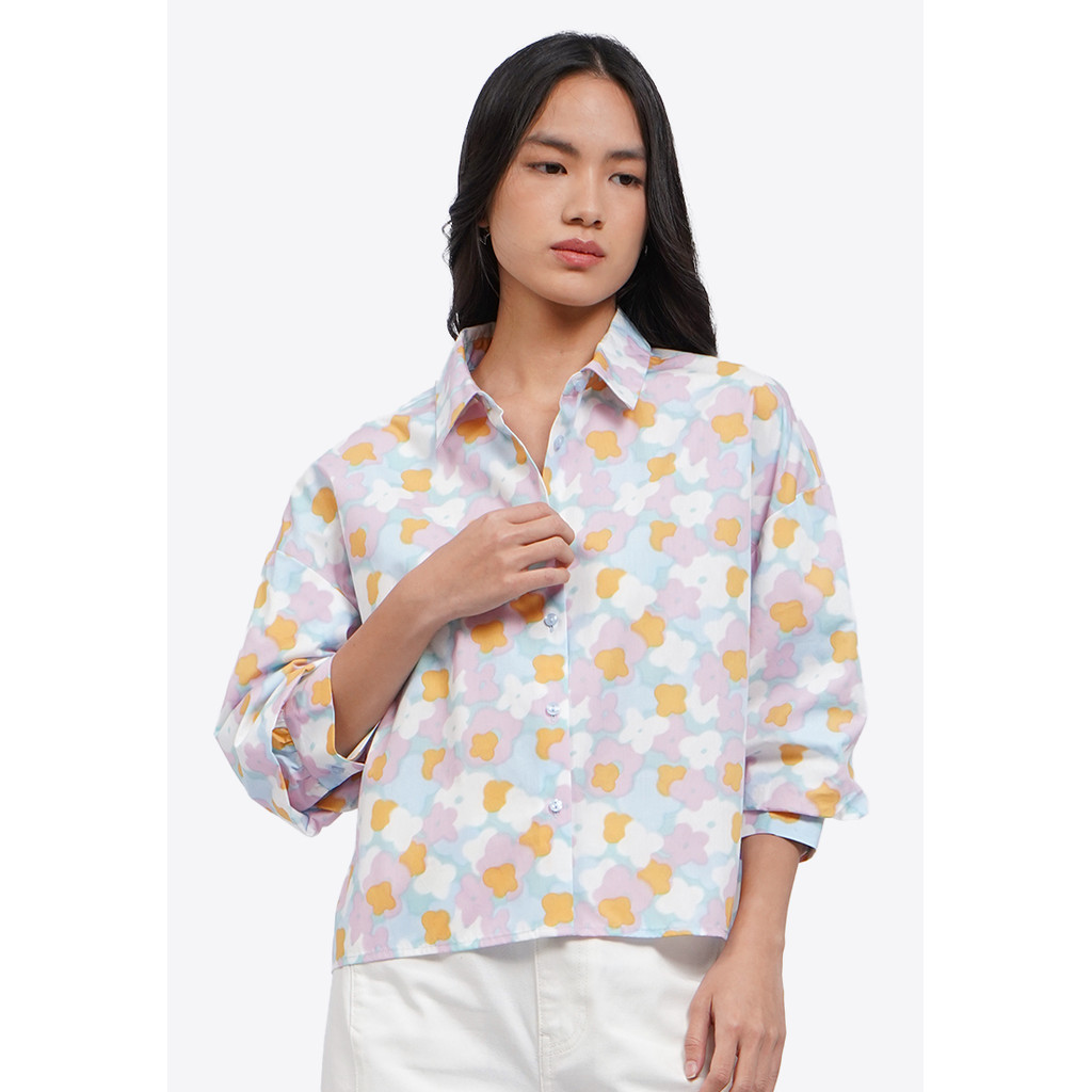 COLORBOX Balloon Sleeves Printed Blouse Multicolor
