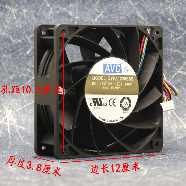 Avc Dypa1238B8S P001 Dc 48V 1.2A 120X120X38Mm 4-Wire Server Cooling Fan
