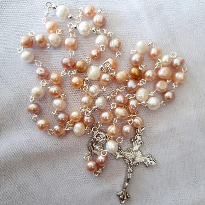 Rosario Mutiara Air Tawar Asli (3Warna) Perhiasan Kalung Promo 