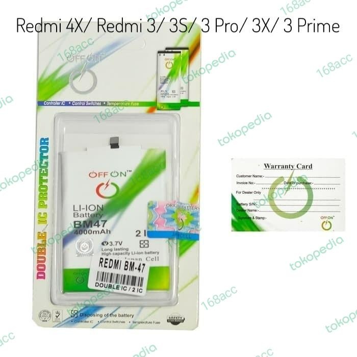 Baterai Battery Double Power OFFON For BM47 BM 47 Redmi 4X Batre