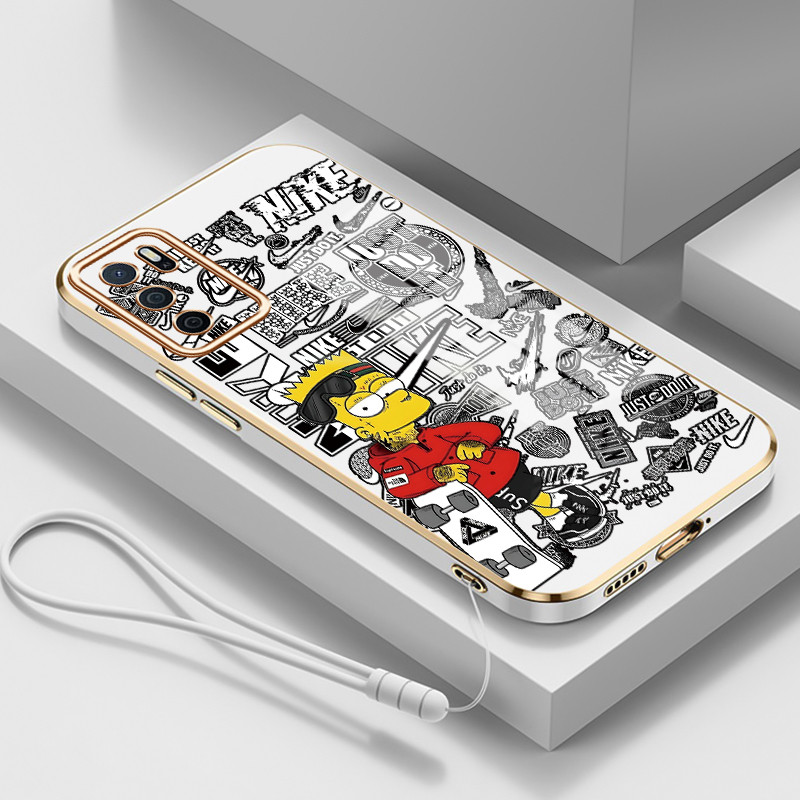 Casing Untuk OPPO A16 A16s A54s Case Casing HP Softcase Tali gantungan berlapis silikon mewah Kasing