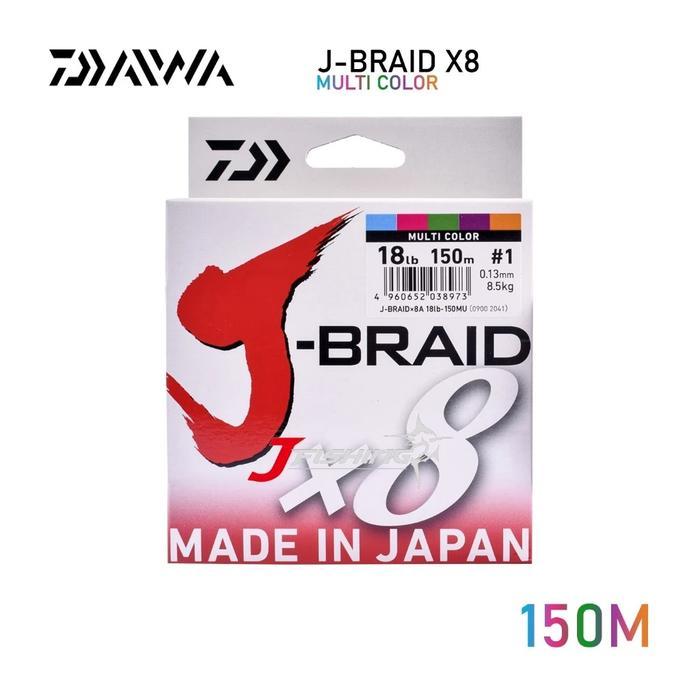 SENAR PE DAIWA J-BRAID X8 150M 10 S/D 60 LBS MULTI COLOR SENAR PE