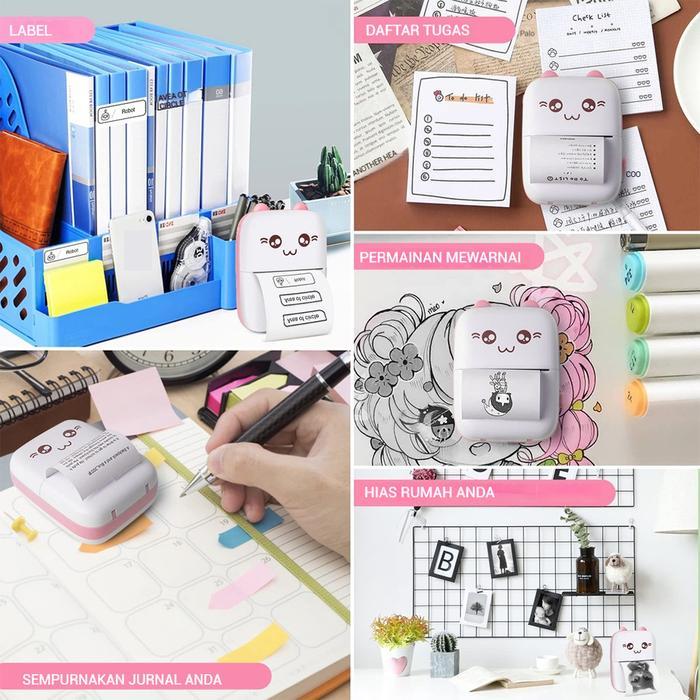 Portable Mini Cute Thermal Printer Bluetooth Portable Label Printer Picture Foto Receipt Barcode