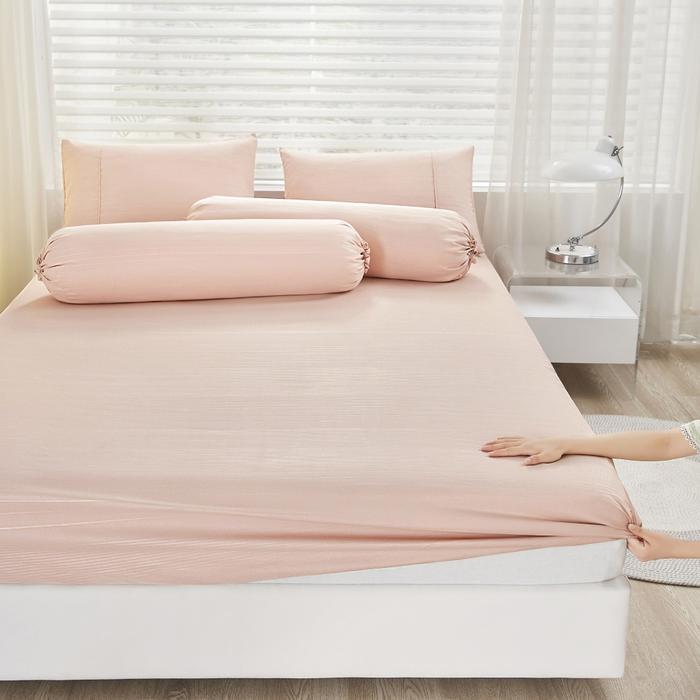 Informa Set 5 Pcs Seprai King Microfiber Emboss - Peach Muda Sarung Kasur Pelindung Alas Tidur
