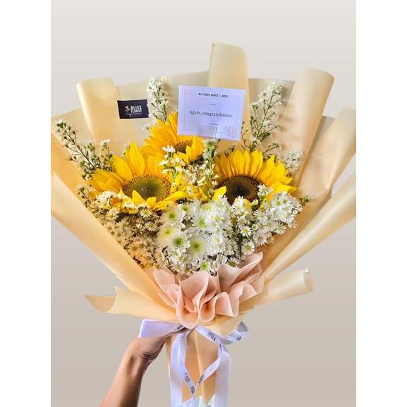 buket bunga matahari + bucket bunga asli + bouqet wisuda bandung