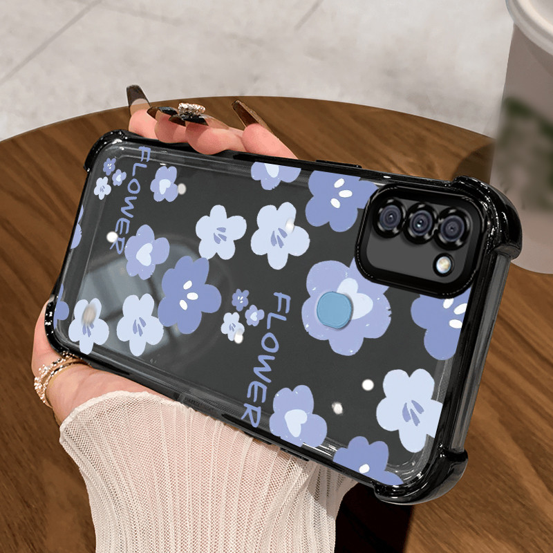 Casing Hp untuk Samsung A11 M11 Case Casing pola Bunga yang unik Kesing empat Anti Drop sudut Kasing