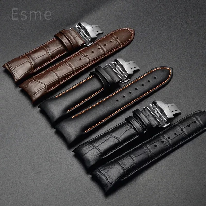 For Tissot 1853 Couturier Arc Interface Watchband Butterfly Clasp Male Cowhide Leather Watch Strap