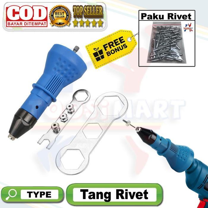 NEW!! Alat Tang rivet rivet alat konektor adaptor mata bor bonus paku rivet Cordless