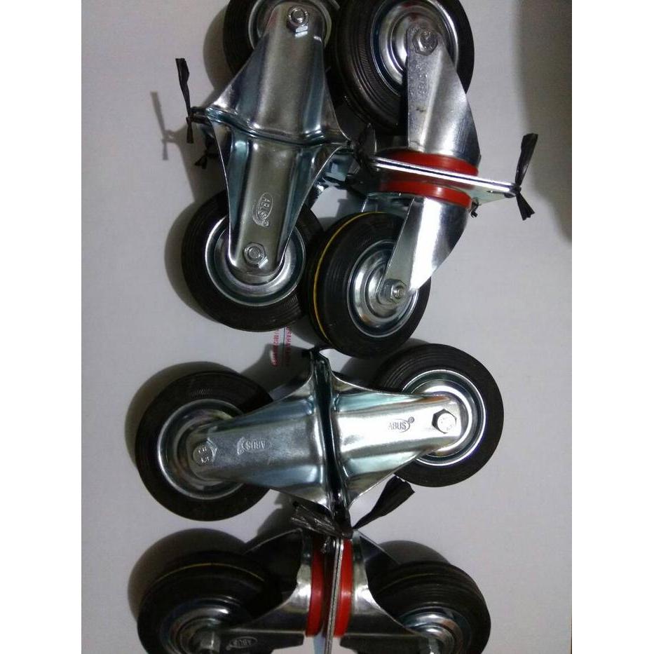 Roda Trolly / Roda Karet/ Roda Etalase 4Inch Set Terbaruu