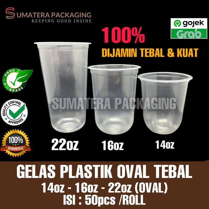 Gelas Plastik Cup Oval U 14Oz 16Oz 22Oz Oval Tebal Cembung U Bsm Medan Diskon Sale