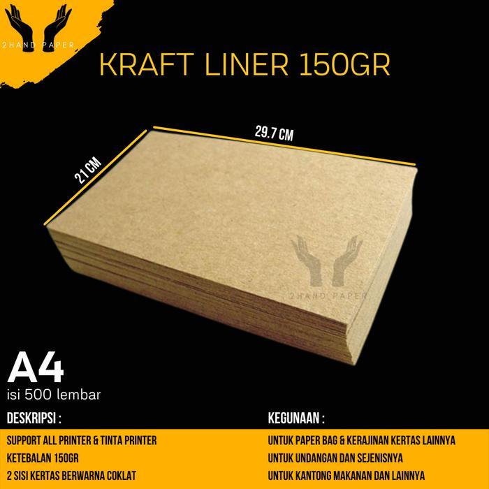 Kertas Kraft A4 Liner 150 gsm isi 500 lembar / Kertas Kraft Liner A4