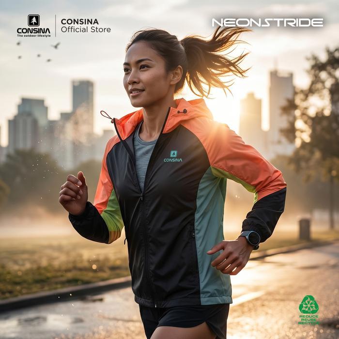 Consina Hike - Neonstride Jaket Windbreaker Packable Nylon Outdoor Gunung Travel Running