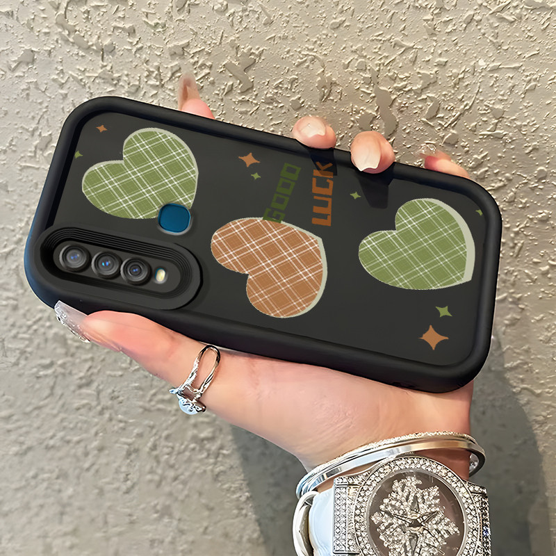 Casing Hp Untuk VIVO Y17 Y15 Y12 Y12i Y3 Y3s 2020 Case Cinta kotak-kotak Bicolor Softcase Silikon Ke