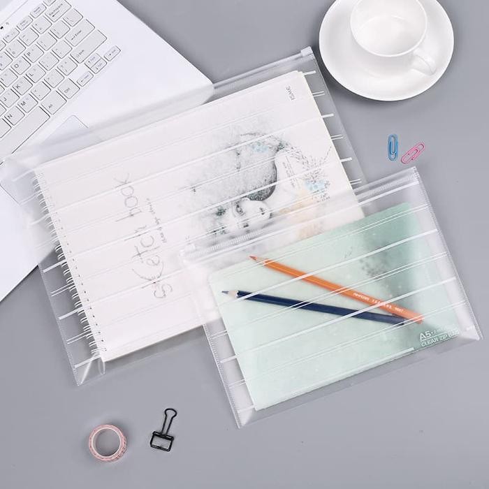 

Tempat Pensil / Zipper Bag Size A4 Bening