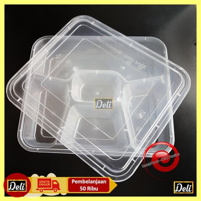 (5pcs) Thinwall Lunch Box Kotak / Tempat Makanan Plastik Sekat 5