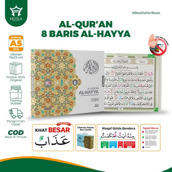 ASLI Al Quran Al Hayya TULISAN JUMBO Isi 6 Jilid Tajwid Terjemah Ukuran A5 KHOT BESAR Per 5 Juz