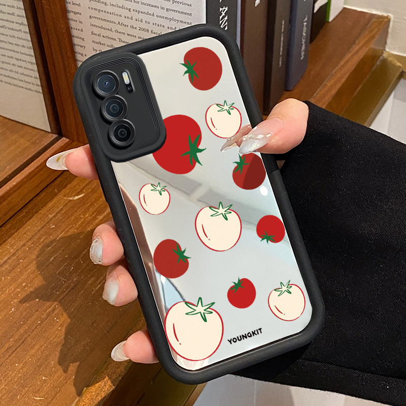 Casing Hp OPPO A16 OPPO A16s OPPO A54s Case Softcase Kesing Stroberi Hitam Cesing Cantik silikon kas