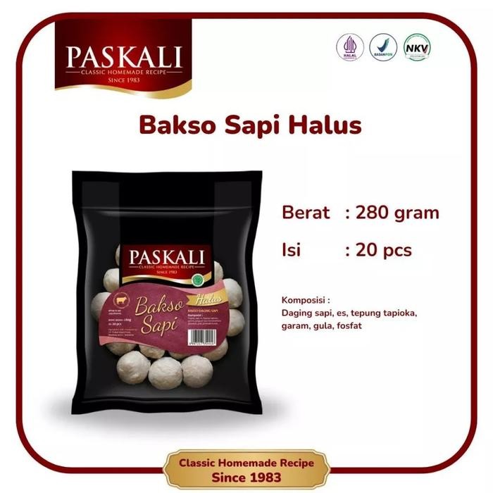 

Pilihan- Bakso Sapi Halus Paskali 280 Gram Isi 20 Pcs