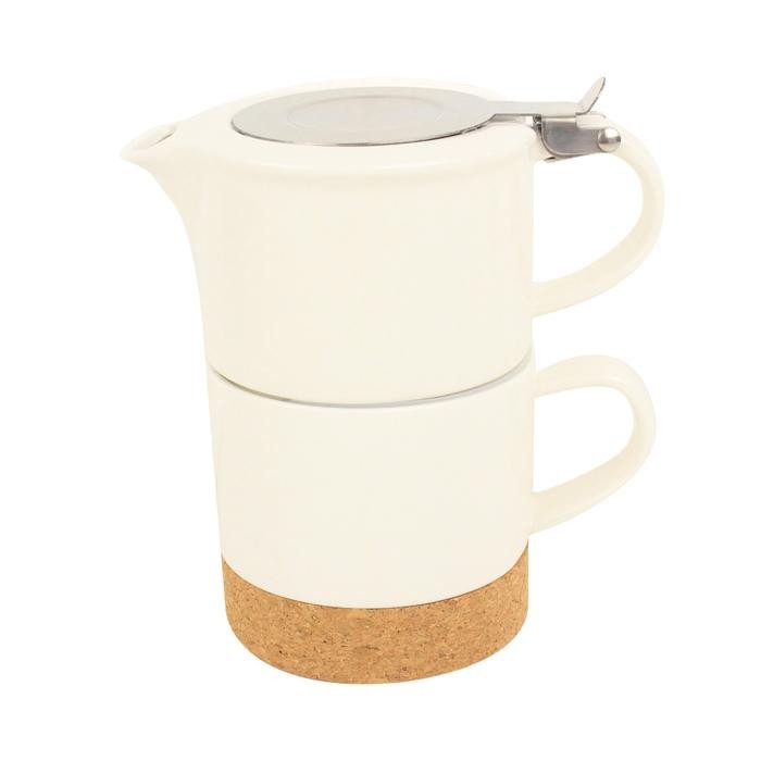 Appetite Set 2 Pcs Teko Dengan Cangkir Stackable - Putih