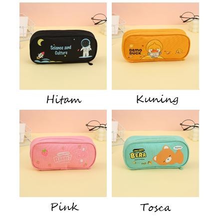 

New BISA COD S5832 Tempat Pensil Resleting Lucu / Pencil Case Cartoon Alat Pink Tulis Stationery