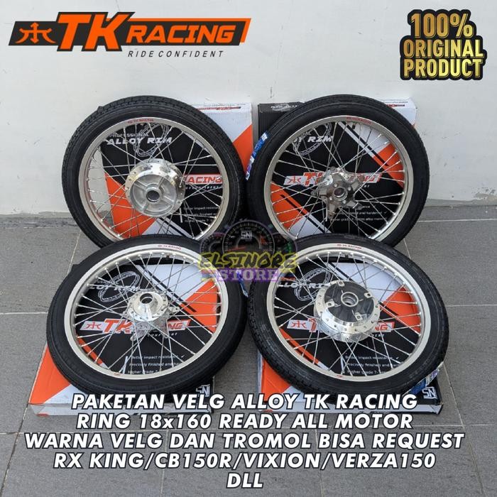 Paketan Alloy 1 Set Tk Racing Komplit Ukuran 160 Ring 18 Silver/Black/Titanium Kilat/Kulit Jeruk