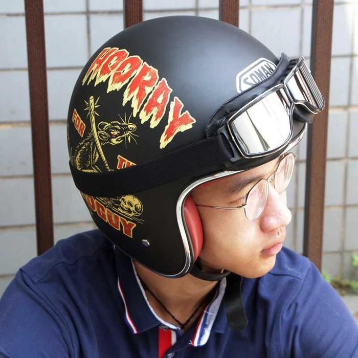 Kacamata Motor Lipat Vintage Aviator Style Anti UV Ride Safety Goggles