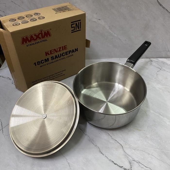 Panci Susu Sauce Pan Maxim 18 Cm Panci Susu Stainless Steel Dengan Tutup Kenzie Series