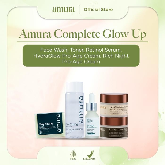 Pilihan- [New] Bundling Amura Series 3 (Serum, Facial Wash, Day And Night Cream Dan Toner) Anti