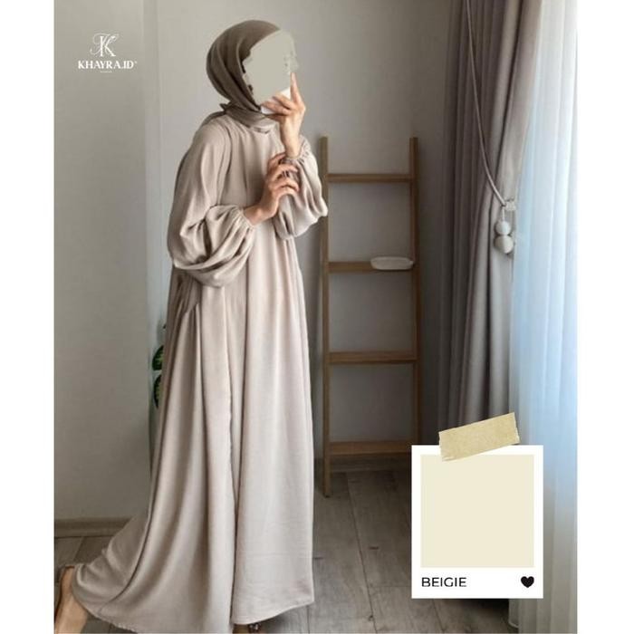 Pilihan- Gamis Wanita Syari Haura Dress Basic Crinkle Airflow Yang Nyaman Dan Lembut