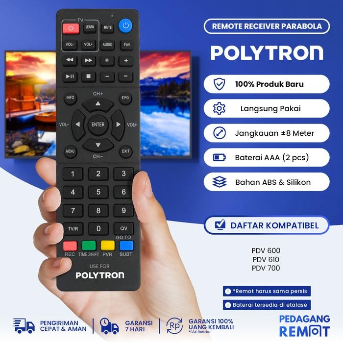 New Remot Remote Receiver STB DVB T2 Parabola Polytron PDV 700 T2