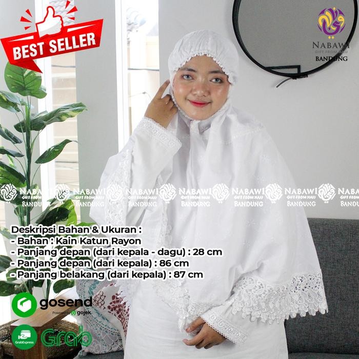 Pilihan- Jilbab Ihram Ihrom Wanita Putih Polos Rayon Jumbo Renda Perlengkapan H