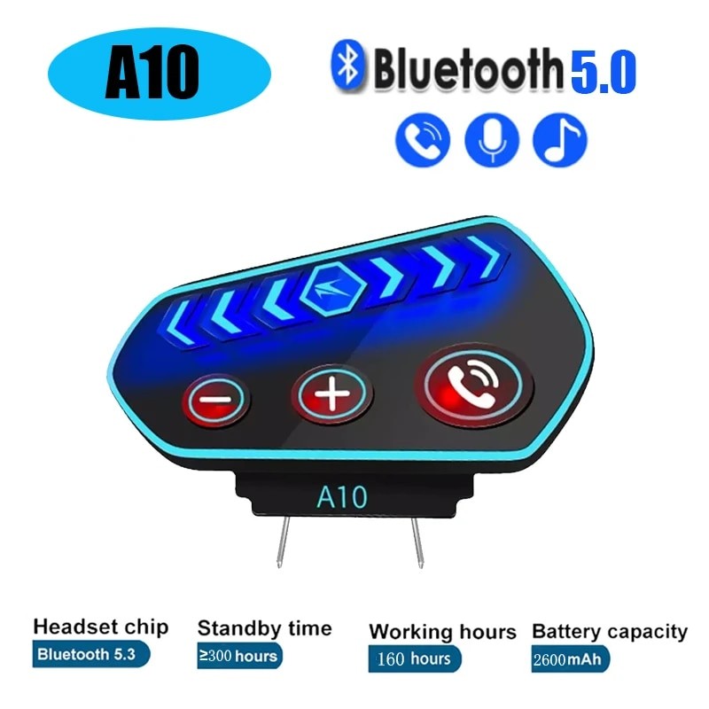 A10 Motorcycle Helmet Bluetooth Headset Wireless V5.0 Waterproof Handsfree Call Music Earphone 1000m