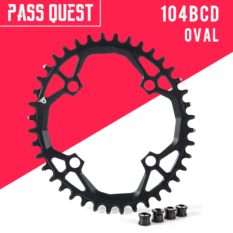 PASS QUEST MTB 104BCD Oval Narrow Wide Chainring Mountain Bike ChainWheel 34T 36T 38T 40T 42T 44T