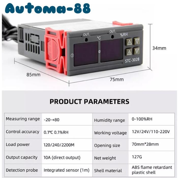 STC-3028 DIGITAL HUMIDITY TEMPERATURE CONTROLLER METER AC 220V STC3028