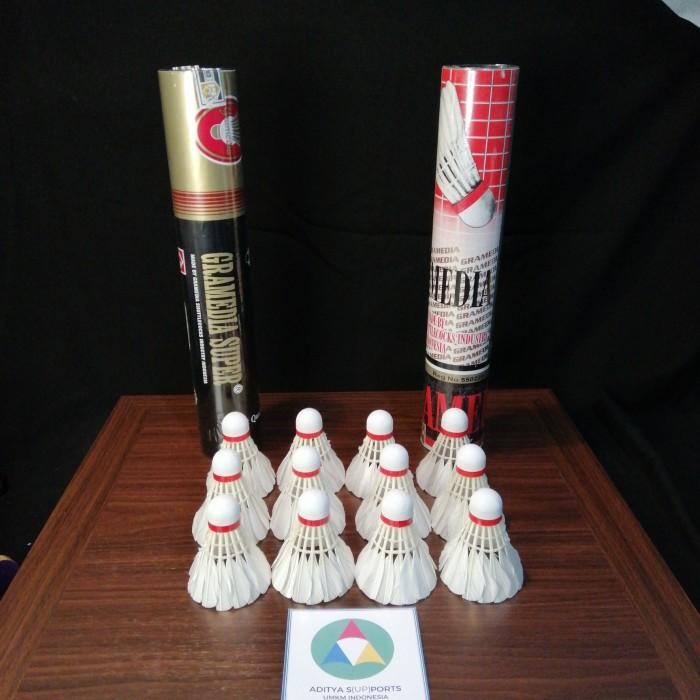 fb17- Kok Gramedia Shuttlecock Badminton Raket Bal Bulutangkis Super Hitam Kotak Merah Bulu