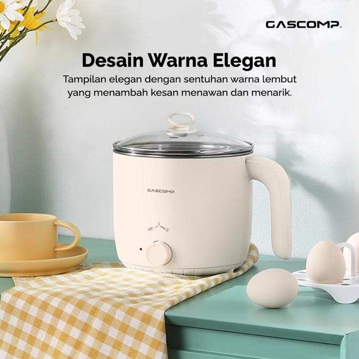 GASCOMP Panci Listrik Serbaguna EKEP-02 Cocok Anak Kos, MPASI Traveling, Dapur Kecil, Low Watt 600W,