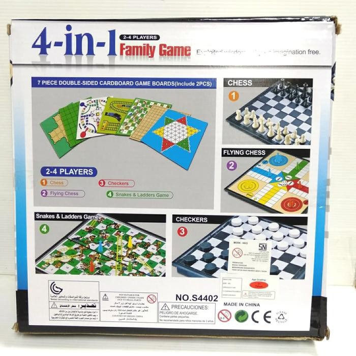 STOK TERBATAS  PAPAN MAGNET PERMAINAN 4 IN 1/ 4 IN 1 FAMILY GAME TERJANGKAU