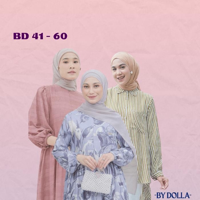 de68- By Dolla - Kode Bd 41-60 - Kemeja Atasan Gamis Panjang Wanita Muslim