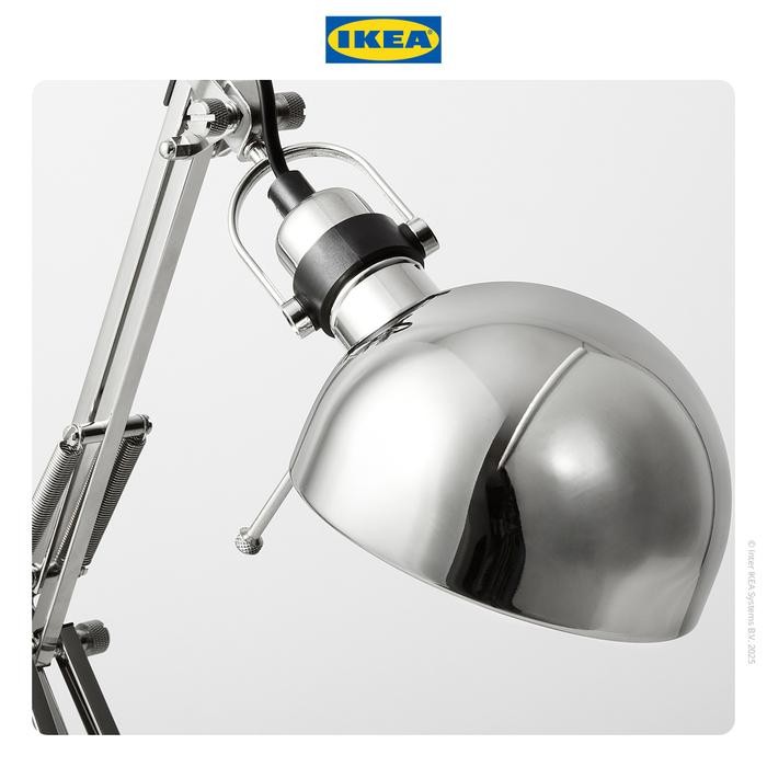 e4n7- Ikea Forsa Lampu Meja / Lampu Baca / Lampu Kerja Dilapisi Nikel Minimalis Akrilik Baja