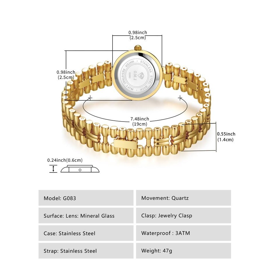 O.M.J Jam Tangan Wanita Original Baja Anti Karat Strap Asli Seri G083 Watches