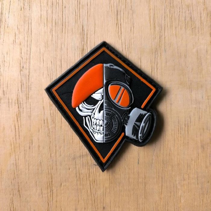 Bkb ArlC patch rubber logo skull baret orange kopasgat timbul tempelan aksessoris emblem karet pvc