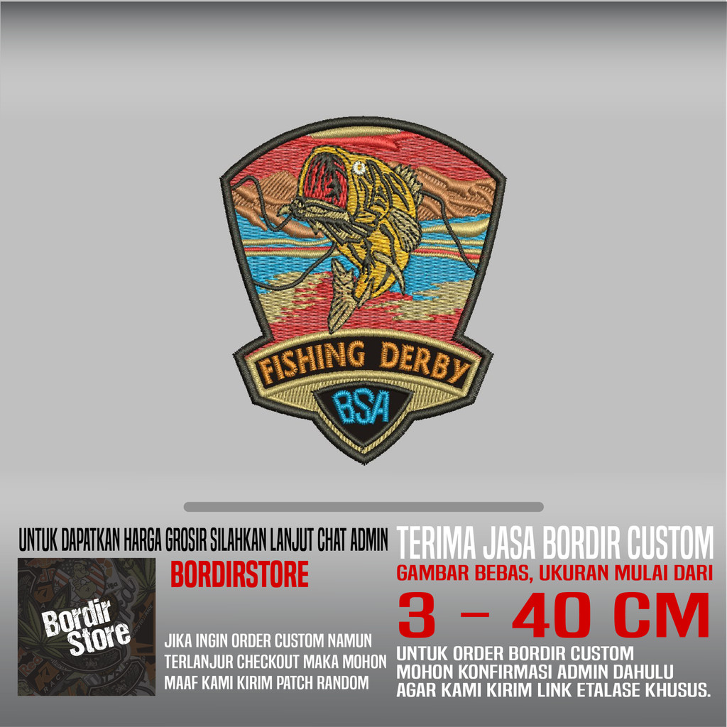 BSA FISHING DERBY SHIELD  BS-809 PATCH BORDIR LOGO/EMBLEM