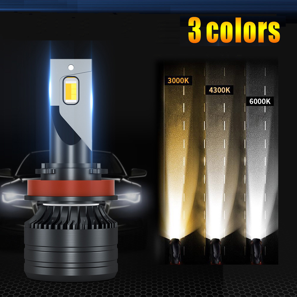 Car Headlight 22000LM Dual-color H4 LED Tri-color H7 H11 H8 9005 HB3