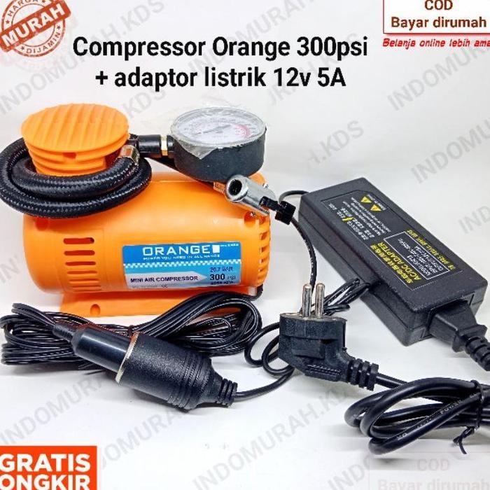 paket compressor Mini Power Listrik 300psi orange / Kompresor Mini cat airbush / mini Air Compressor