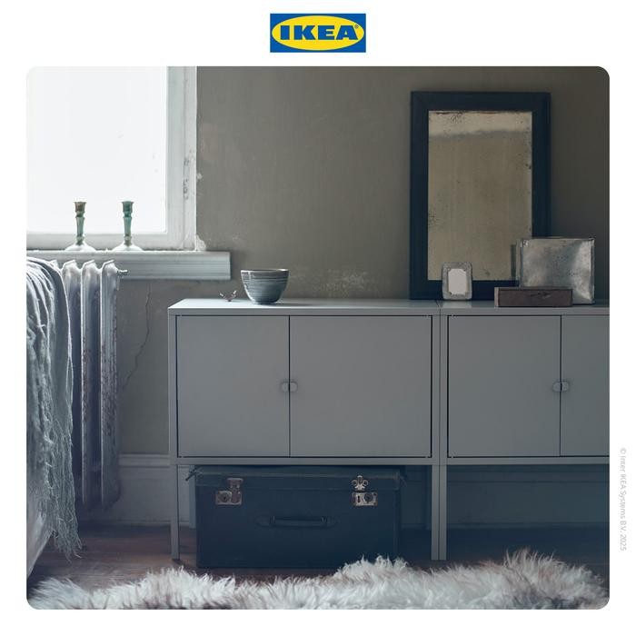 d29o- Ikea Lixhult Kabinet Abu-Abu Dengan Dua Pintu 60X35Cm Furniture