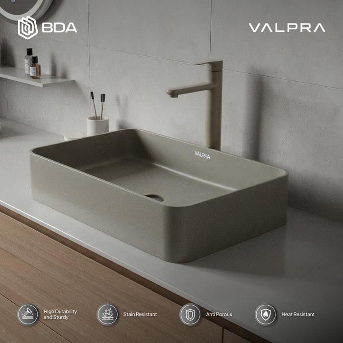 Valpra Wastafel Cuci Tangan Wastafel Kamar Mandi Wastafel Meja Wastafel Granit Kotak V GB 6040 SQ