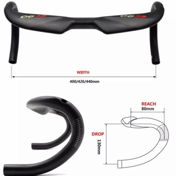 Handlebar Dropbar Carbon Ec90 Aero 1 31.8 Os Drop Bar Handle Stang Balap Road Stang Bengkok Sepeda