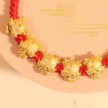 Gelang Merah Naga Emas Gelang Tali Merah Gold Dragon Bracelet Murah