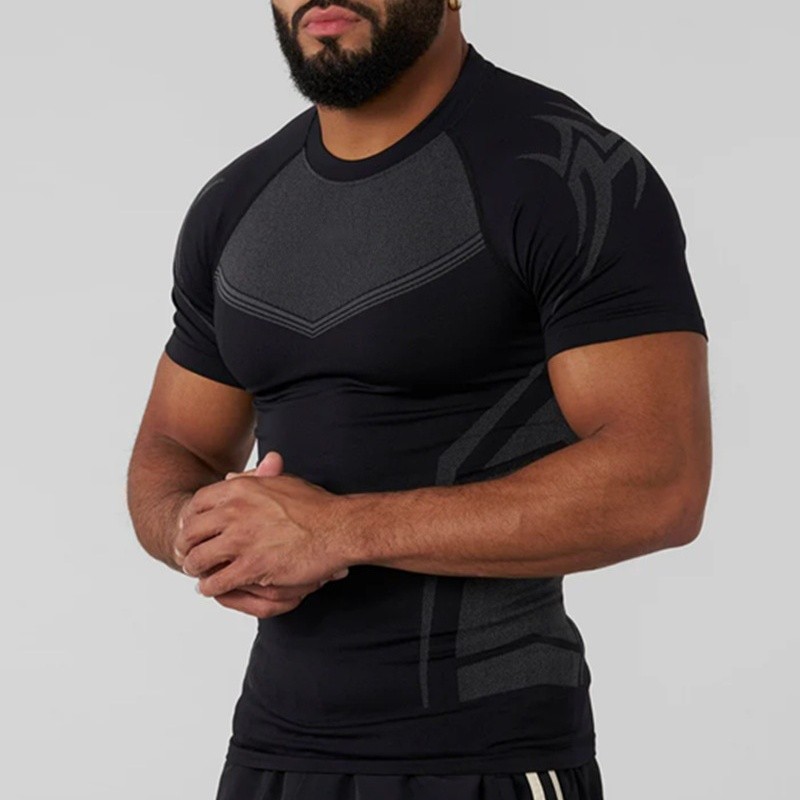2025 Gym T Shirt Men Quick Dry Running Shirt Compression Fitness Shirt Male Gym Workout Short Sleeve